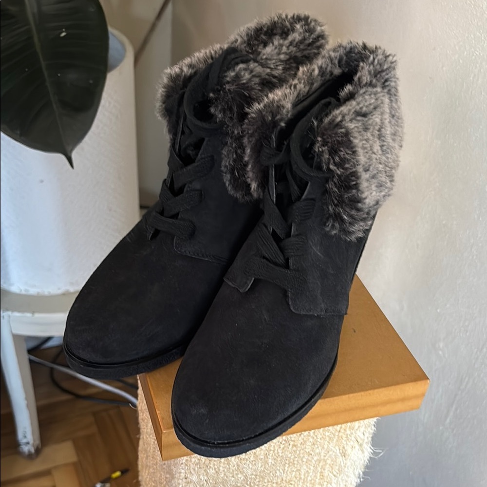 Cole Haan Women's Black Fur-Lined Boots